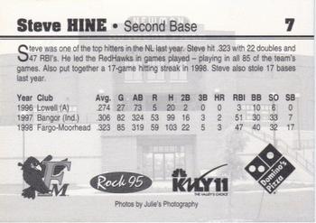 1999 Fargo-Moorhead RedHawks #NNO Steve Hine Back