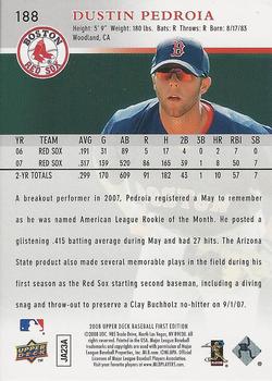 2008 Upper Deck First Edition - Factory Set #188 Dustin Pedroia Back