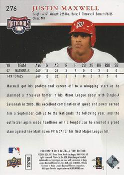 2008 Upper Deck First Edition - Factory Set #276 Justin Maxwell Back