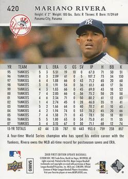 2008 Upper Deck First Edition - Factory Set #420 Mariano Rivera Back