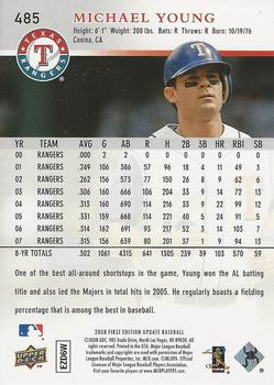 2008 Upper Deck First Edition - Factory Set #485 Michael Young Back