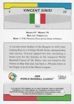 2009 Topps World Baseball Classic Box Set - Toronto Promo Sheet #4 Vincent Sinisi Back