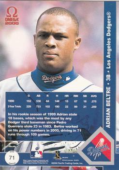 2000 Pacific Omega - Gold #71 Adrian Beltre  Back