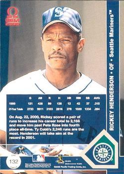2000 Pacific Omega - Gold #132 Rickey Henderson  Back