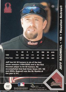 2000 Pacific Omega - Platinum Blue #62 Jeff Bagwell  Back