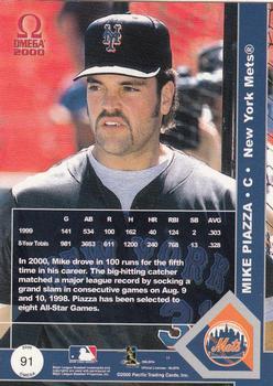 2000 Pacific Omega - Platinum Blue #91 Mike Piazza  Back