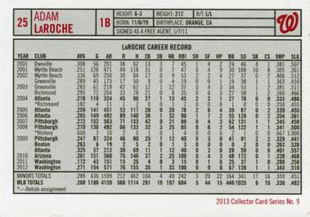 2013 Washington Nationals Inside Pitch Program Cards #9 Adam LaRoche Back