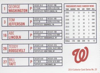 2014 Washington Nationals Inside Pitch Program Cards #20 Racing Presidents Back