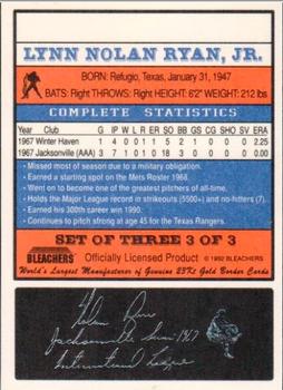 1992 Bleachers 23KT Nolan Ryan - Prisms #3 Nolan Ryan Back