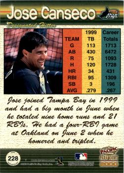 2000 Pacific Paramount - Copper #228 Jose Canseco  Back