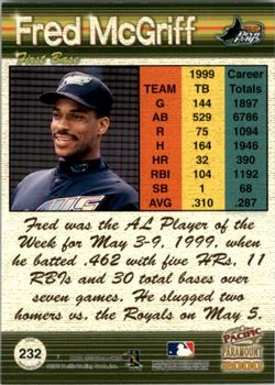 2000 Pacific Paramount - Copper #232 Fred McGriff  Back