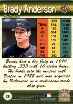 2000 Pacific Paramount - Gold #28 Brady Anderson Back