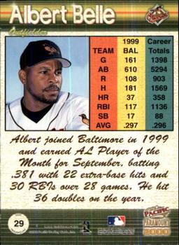 2000 Pacific Paramount - Gold #29 Albert Belle Back