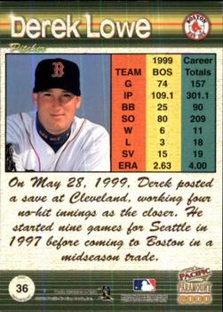 2000 Pacific Paramount - Holo-Gold #36 Derek Lowe  Back