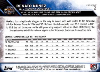 2016 Topps Pro Debut #2 Renato Nunez Back