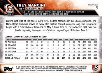 2016 Topps Pro Debut #5 Trey Mancini Back