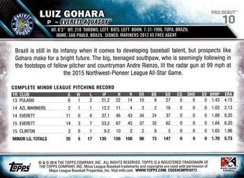2016 Topps Pro Debut #10 Luiz Gohara Back