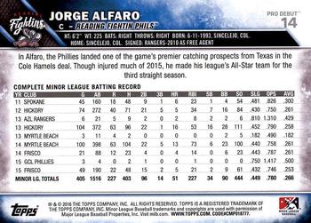 2016 Topps Pro Debut #14 Jorge Alfaro Back