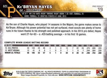 2016 Topps Pro Debut #19 Ke'Bryan Hayes Back