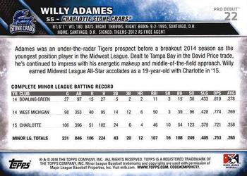 2016 Topps Pro Debut #22 Willy Adames Back