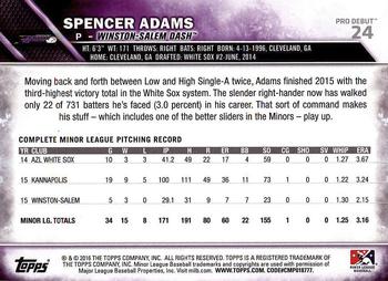 2016 Topps Pro Debut #24 Spencer Adams Back