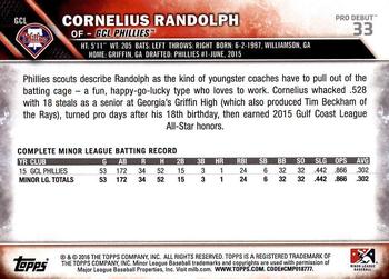 2016 Topps Pro Debut #33 Cornelius Randolph Back