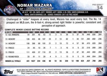 2016 Topps Pro Debut #34 Nomar Mazara Back