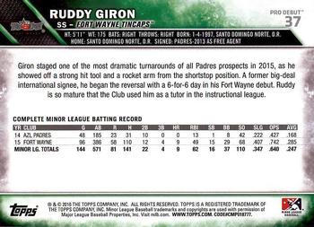 2016 Topps Pro Debut #37 Ruddy Giron Back