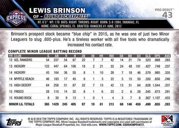 2016 Topps Pro Debut #43 Lewis Brinson Back