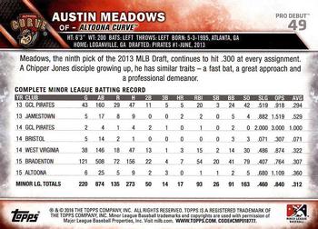 2016 Topps Pro Debut #49 Austin Meadows Back