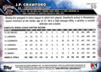 2016 Topps Pro Debut #50 J.P. Crawford Back