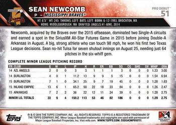 2016 Topps Pro Debut #51 Sean Newcomb Back