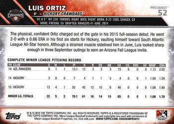 2016 Topps Pro Debut #52 Luis Ortiz Back
