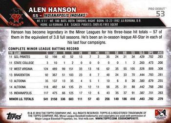 2016 Topps Pro Debut #53 Alen Hanson Back