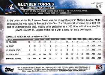 2016 Topps Pro Debut #54 Gleyber Torres Back