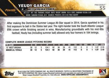 2016 Topps Pro Debut #55 Yeudy Garcia Back