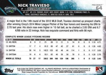 2016 Topps Pro Debut #64 Nick Travieso Back
