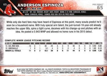 2016 Topps Pro Debut #65 Anderson Espinoza Back