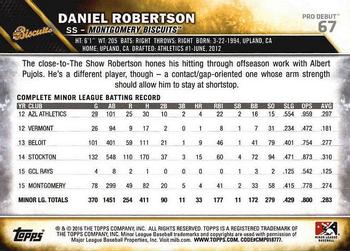 2016 Topps Pro Debut #67 Daniel Robertson Back