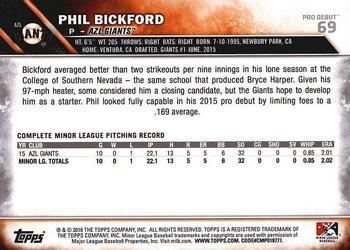 2016 Topps Pro Debut #69 Phil Bickford Back