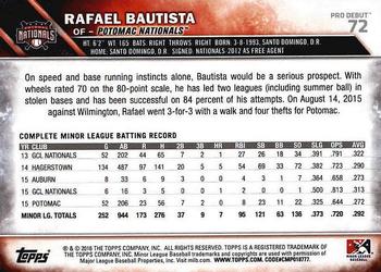 2016 Topps Pro Debut #72 Rafael Bautista Back