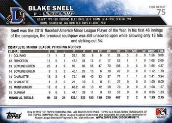 2016 Topps Pro Debut #75 Blake Snell Back
