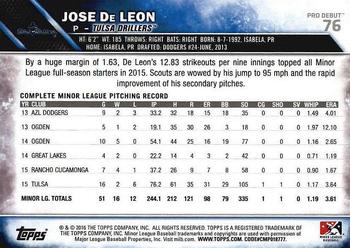 2016 Topps Pro Debut #76 Jose De Leon Back