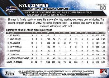 2016 Topps Pro Debut #80 Kyle Zimmer Back