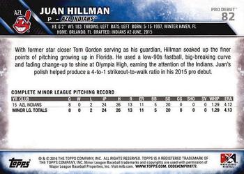 2016 Topps Pro Debut #82 Juan Hillman Back