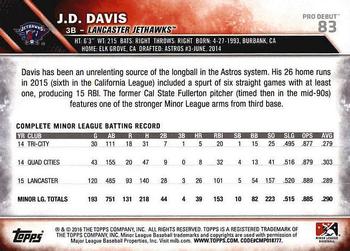 2016 Topps Pro Debut #83 J.D. Davis Back