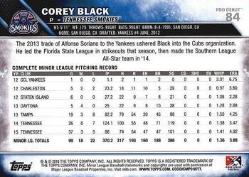2016 Topps Pro Debut #84 Corey Black Back