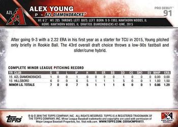 2016 Topps Pro Debut #91 Alex Young Back