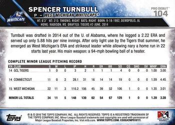 2016 Topps Pro Debut #104 Spencer Turnbull Back
