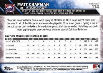 2016 Topps Pro Debut #114 Matt Chapman Back